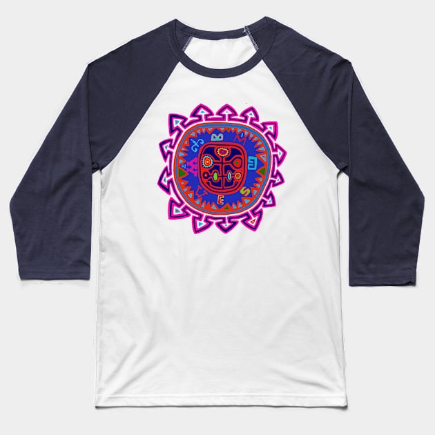 Kuna Indian Compass Mola Baseball T-Shirt by Esprit-Mystique